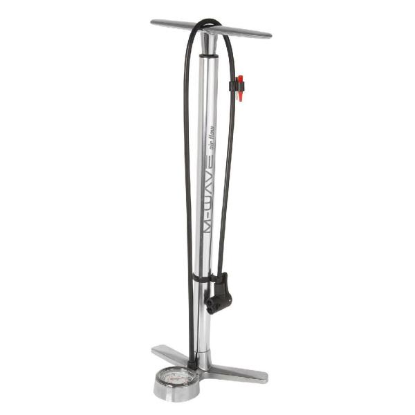 M-WAVE Standpumpe AIR FLOW bis 10 bar (145psi) mit Universal-Pumpenkopf f&uuml;r SV, DV, und AV