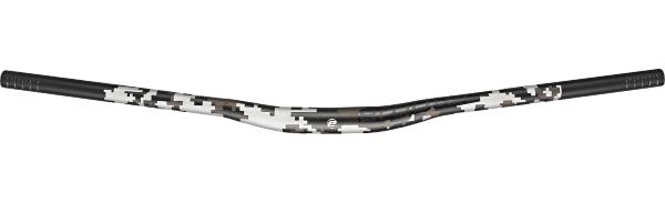 Ergotec Lenker Riser Bar 50 Durchmesser: 31.8mm Griffweite: 800mm Griffl&auml;nge: 215mm Rise: 50mm Back-Sweep: 12&deg;/+5&deg; Up-Sweep AL7050 T76 1.85-2.8-1.85 Safety-Level: 6+ Farbe: schwarz sand/Pixel E Gewicht ca. 349g (Herst.-Nr. 16726301)